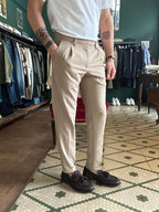 Pantalone Fellini con pence beige