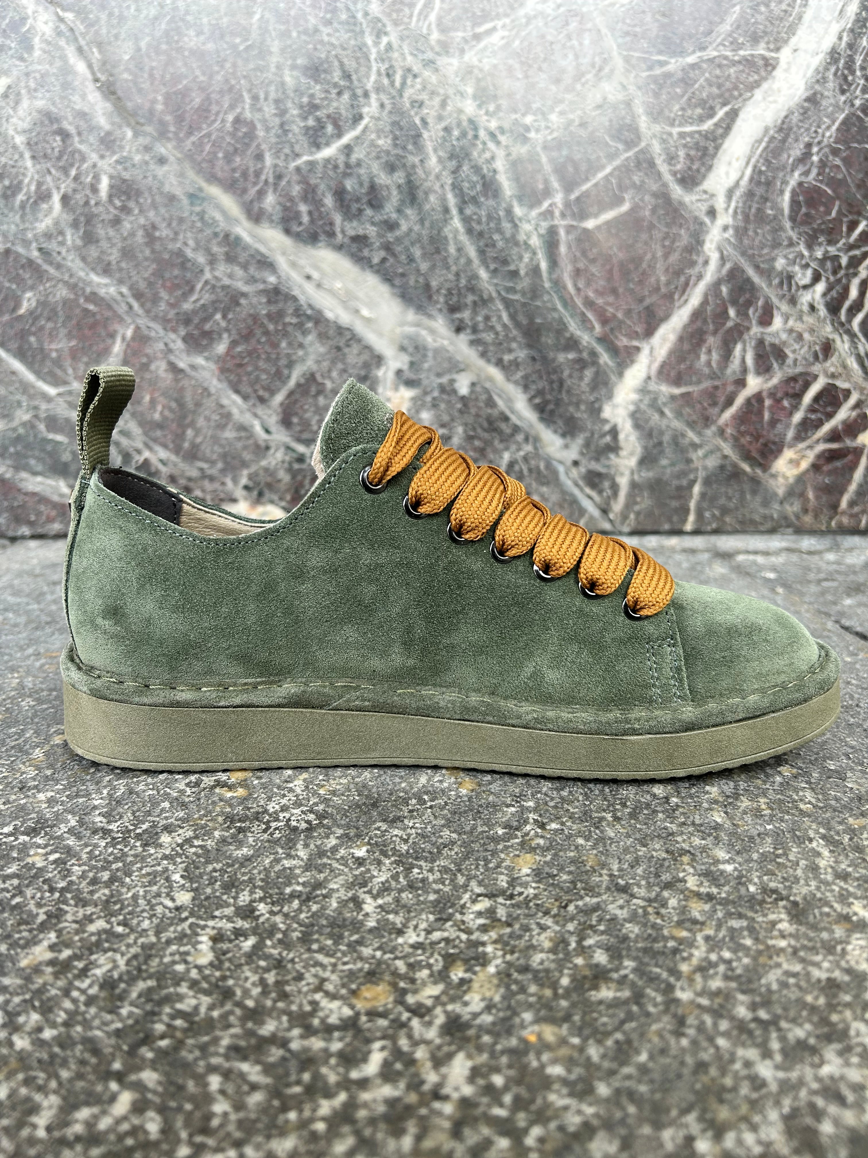 Panchic basse in suede verde militare e marrone zucchero