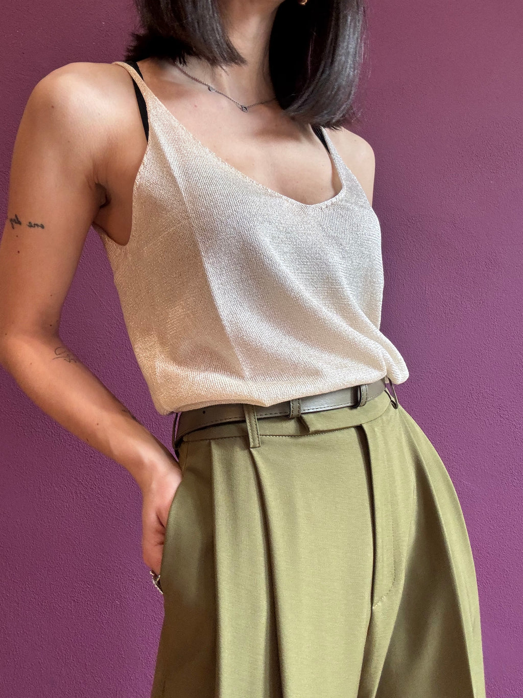 Gold lurex effect top