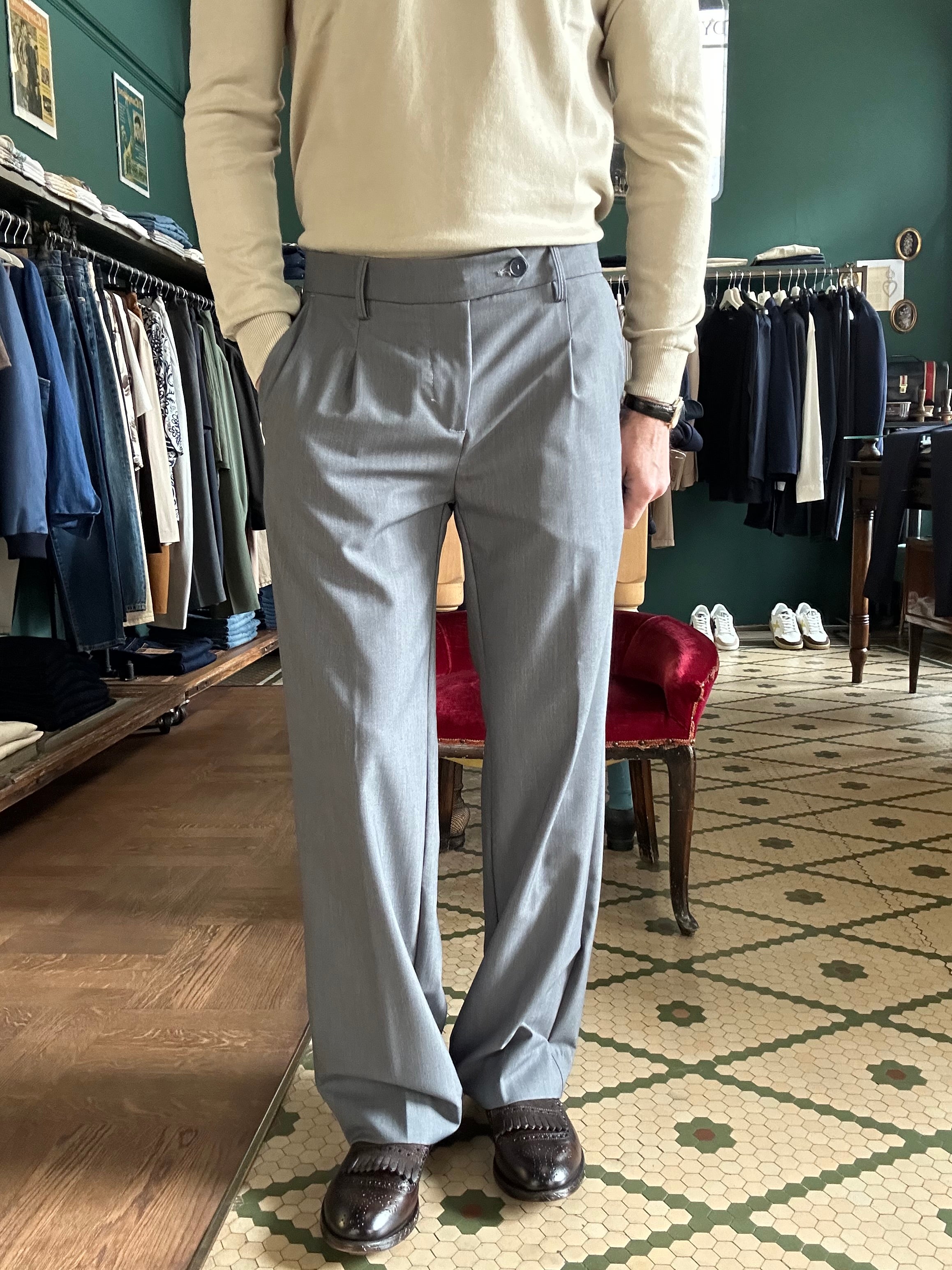 Pantalone Genny effetto grisaglia baggy