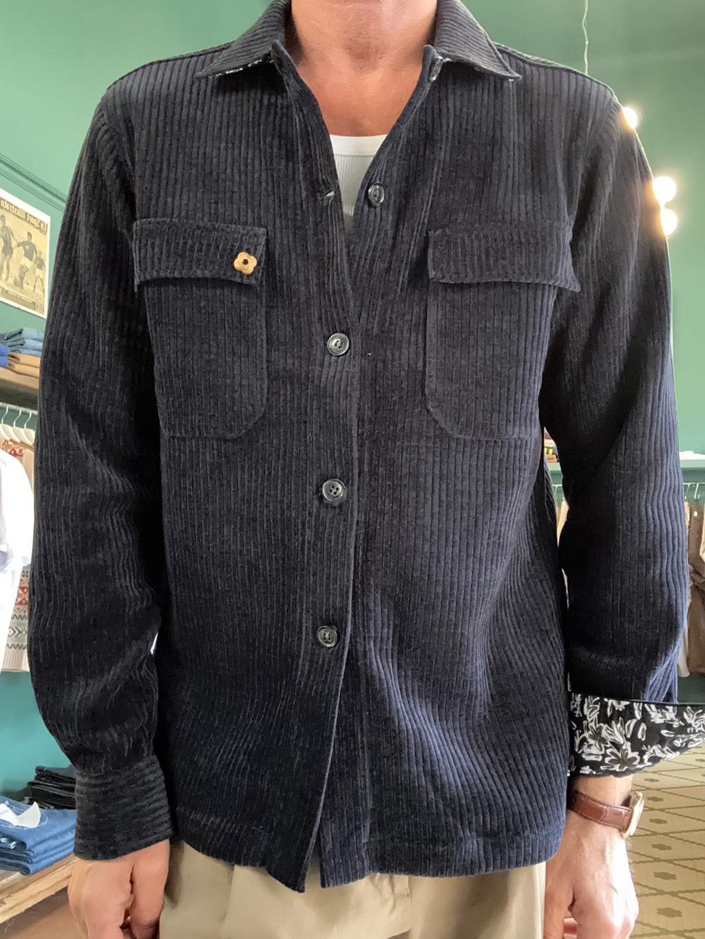 camicia casacca in velluto a coste