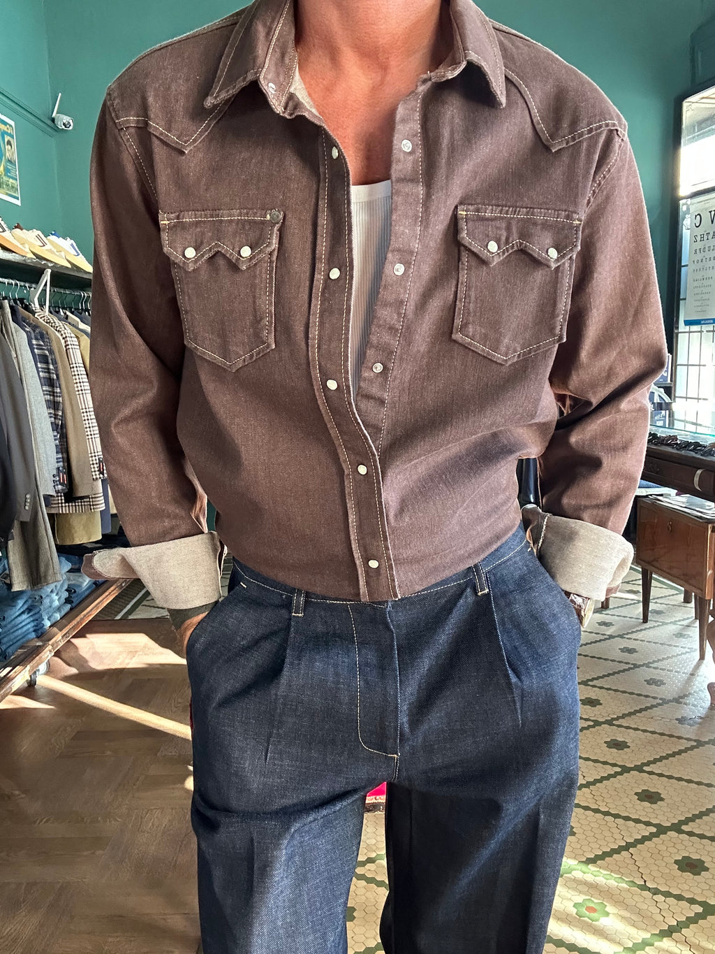 Camicia texana in denim