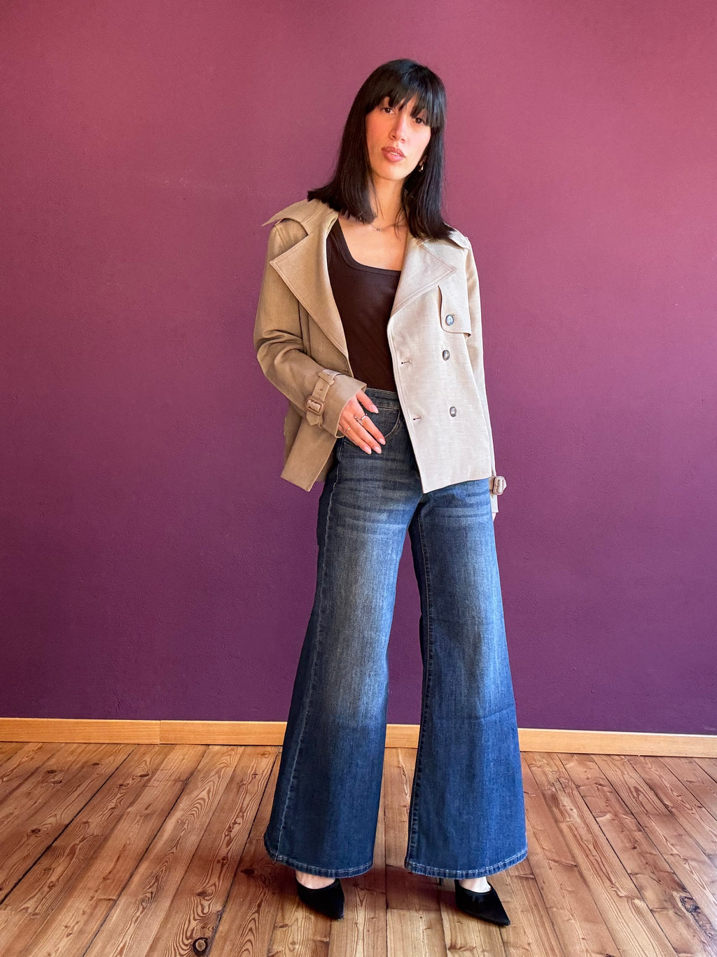 Jeans a zampa elasticizzato