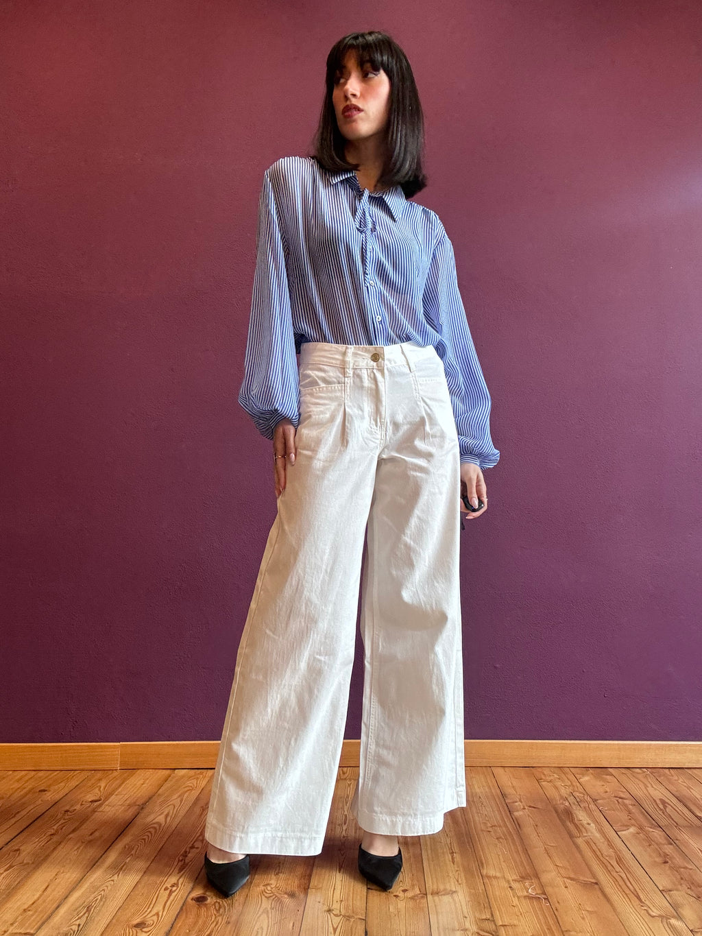 Palazzo trousers with pleats