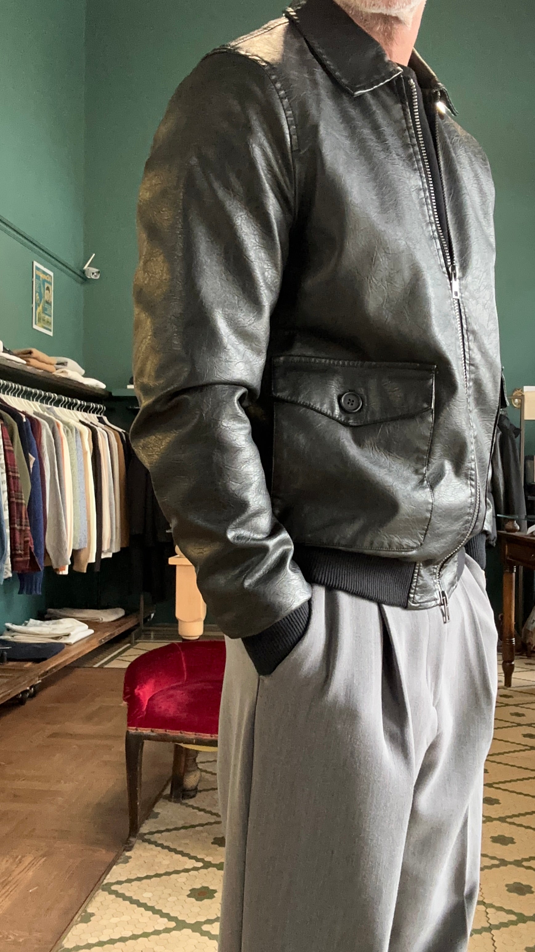 Giubbotto ecopelle nero