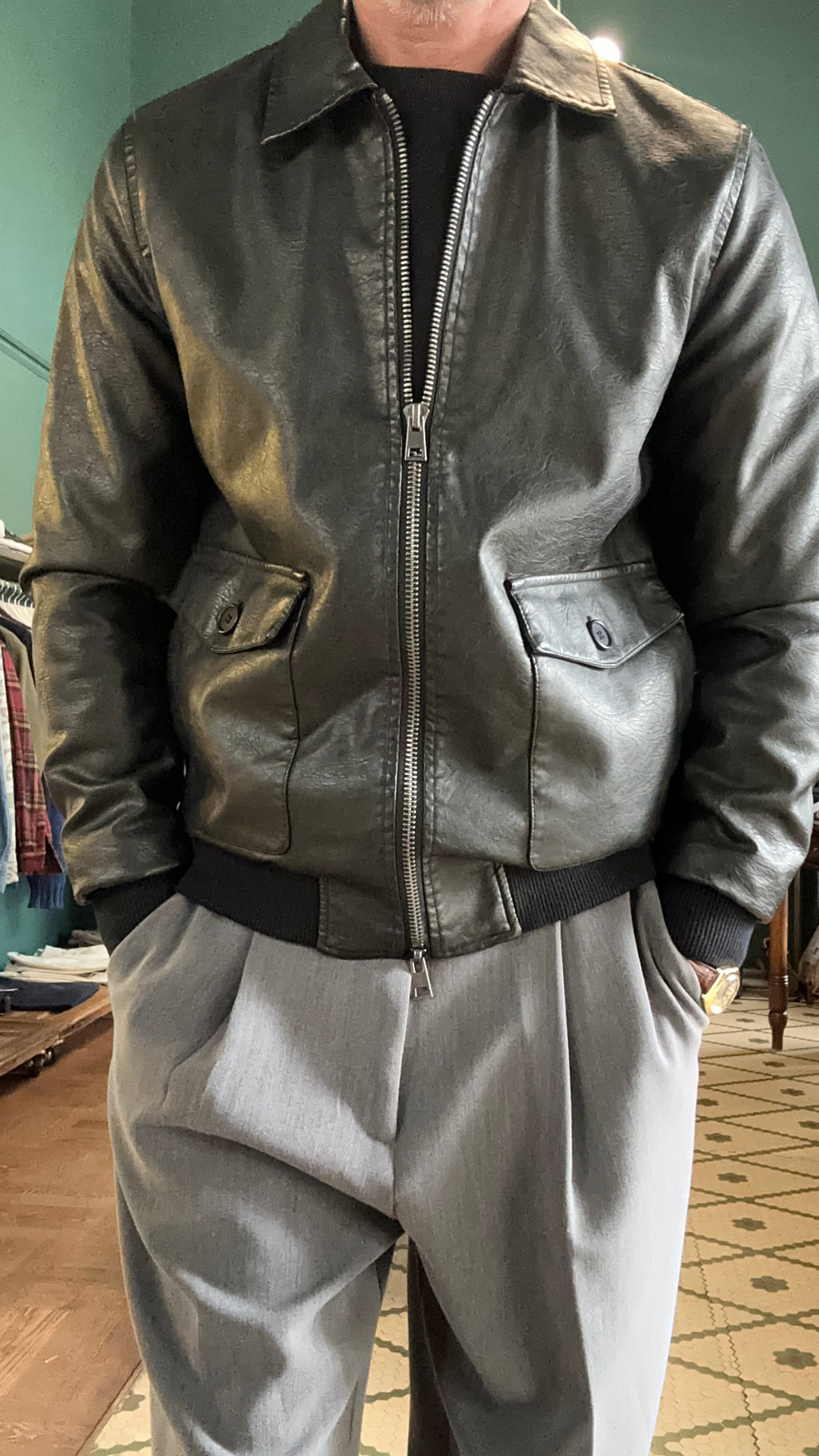 Giubbotto ecopelle nero