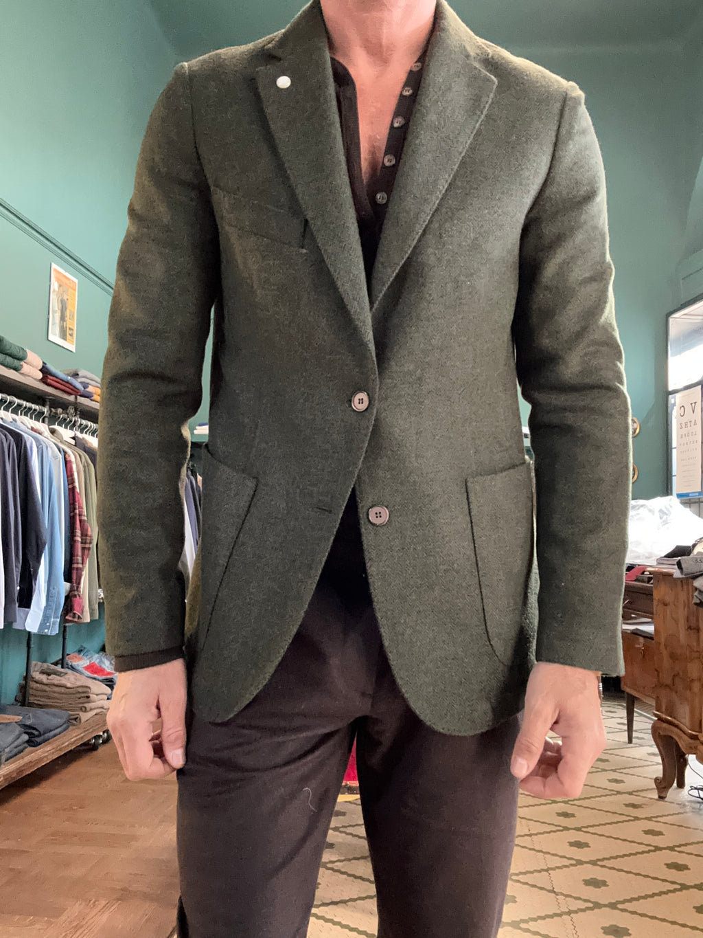 Single-breasted herringbone jacket