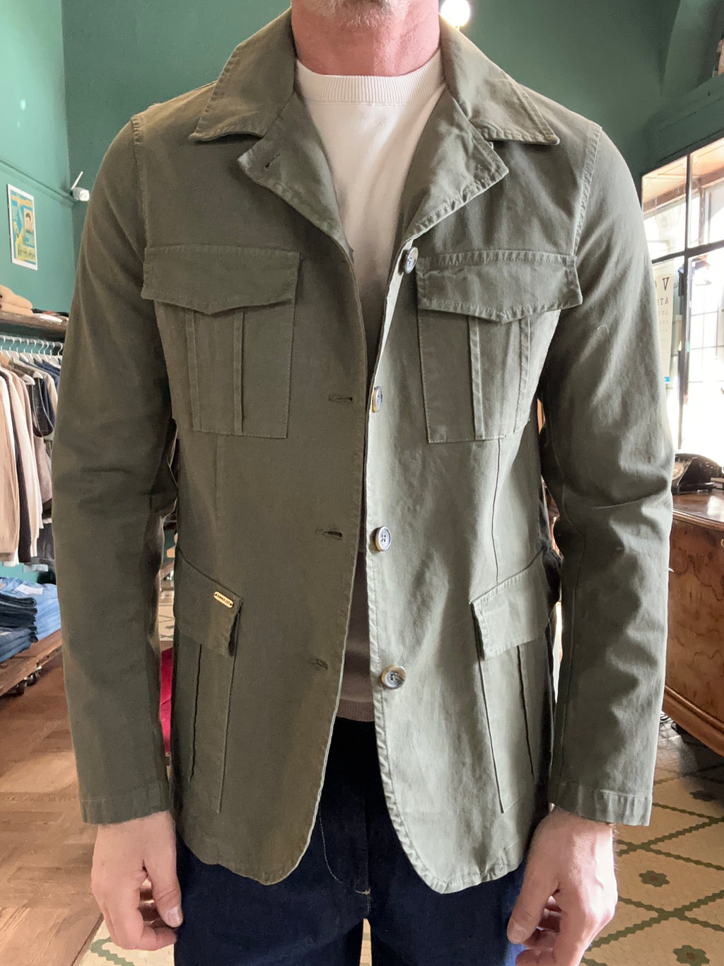 Field jacket in cotone piquet