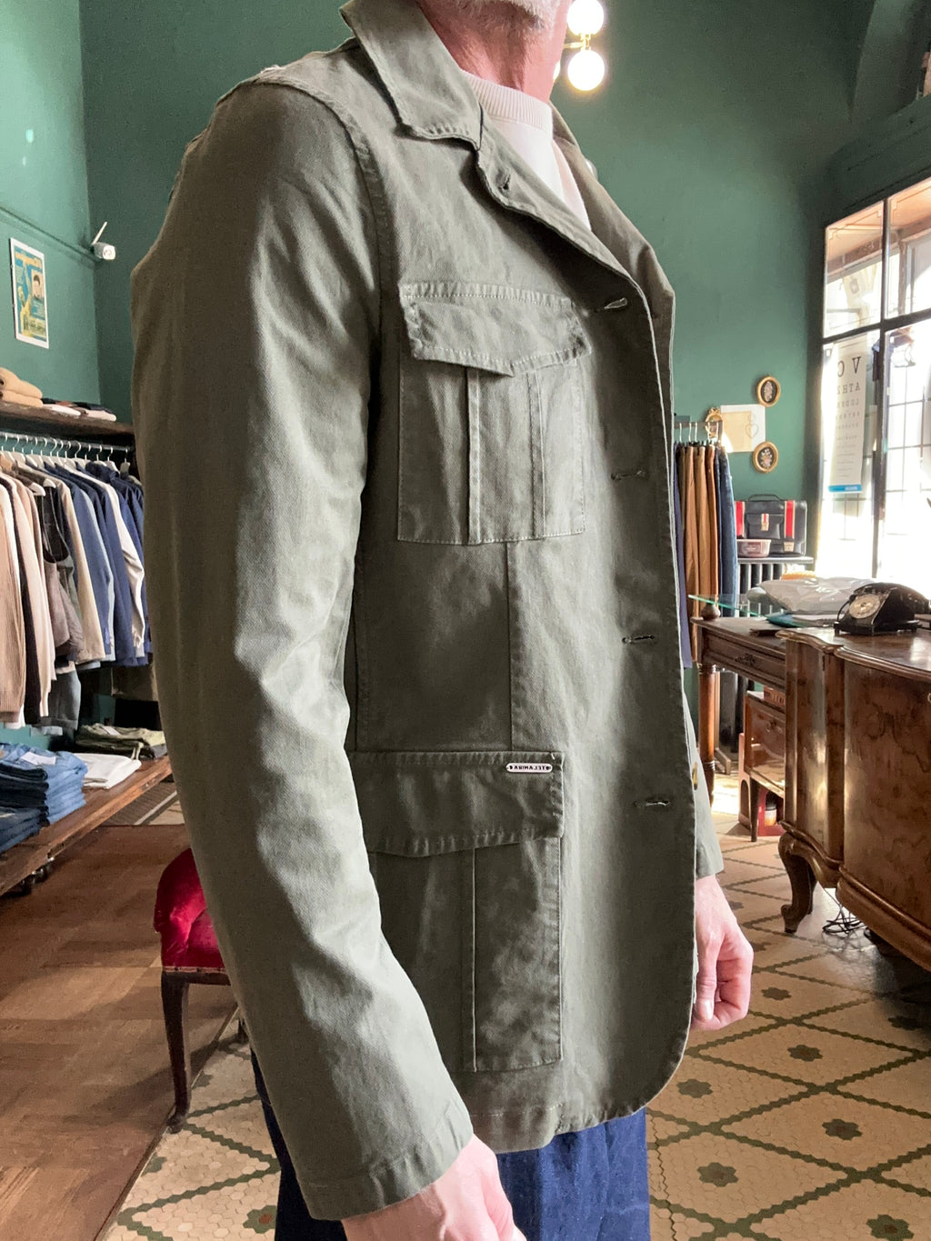Field jacket in cotone piquet