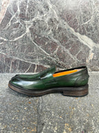 Mocassino collage verde spazzolato