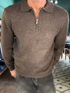 Maglione polo con zip