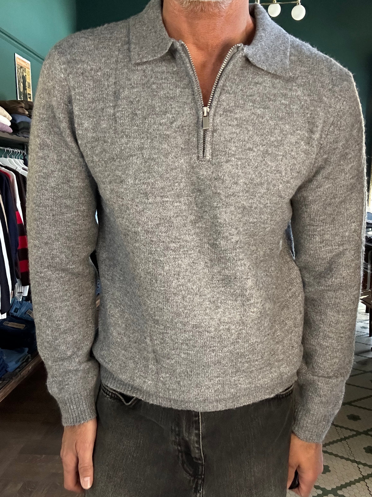Maglione polo con zip