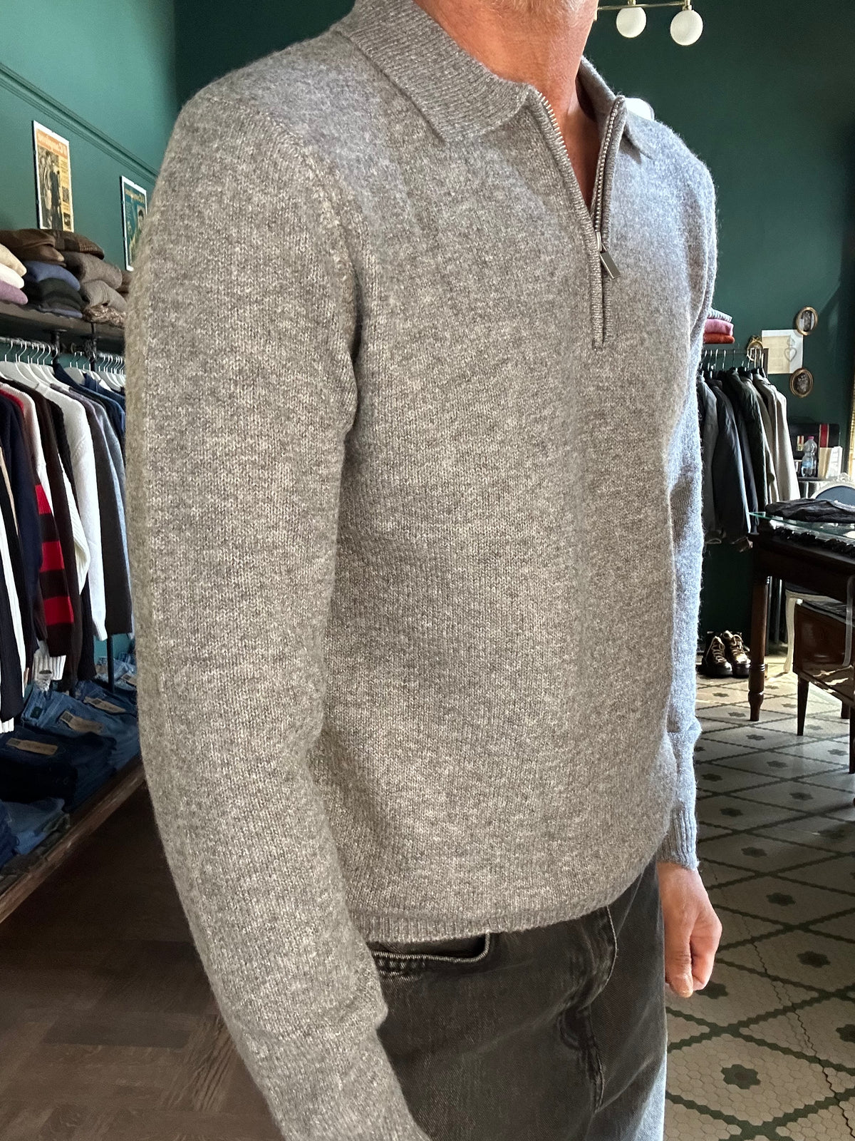 Maglione polo con zip