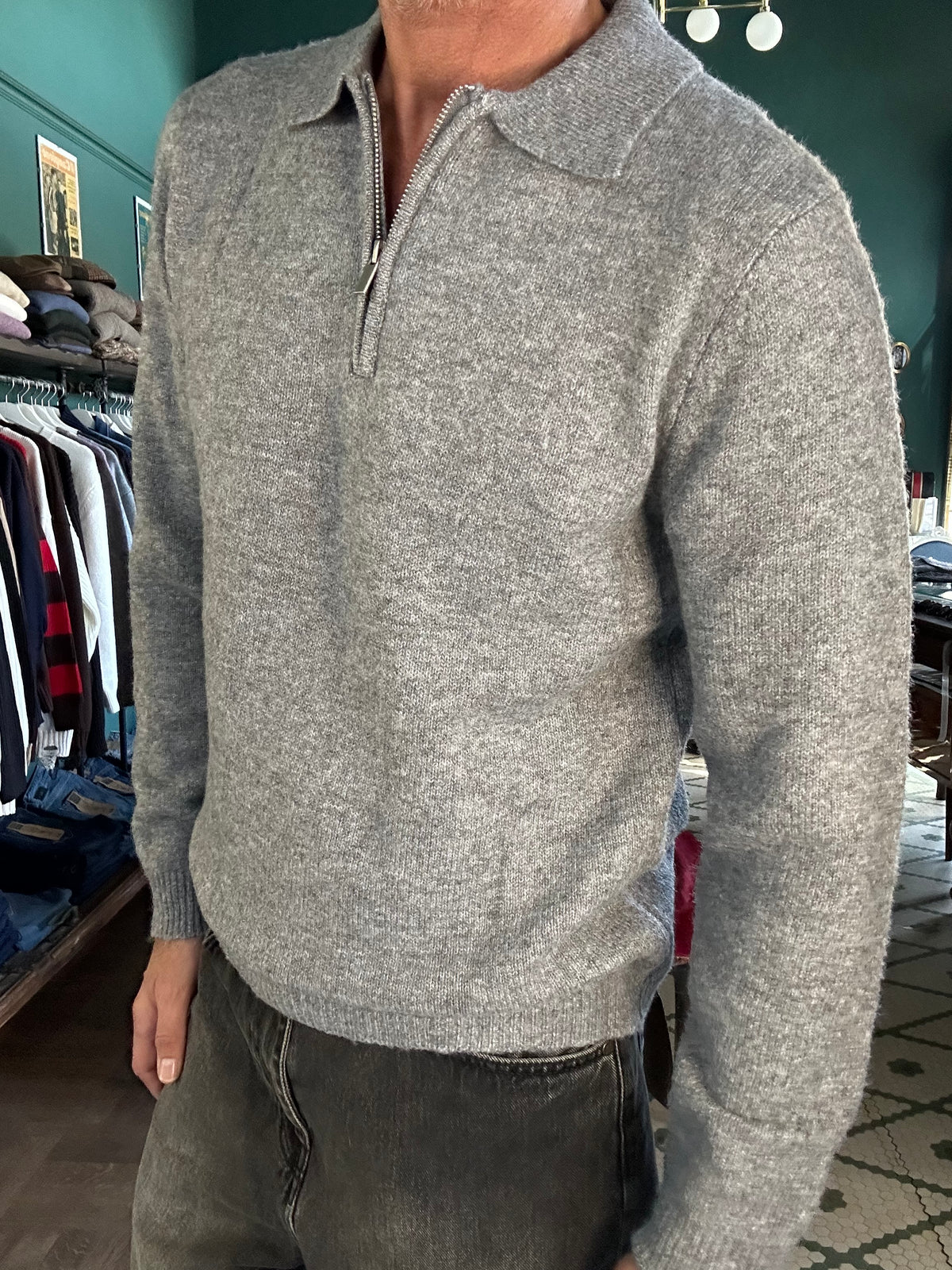 Maglione polo con zip