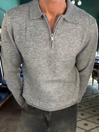 Maglione polo con zip