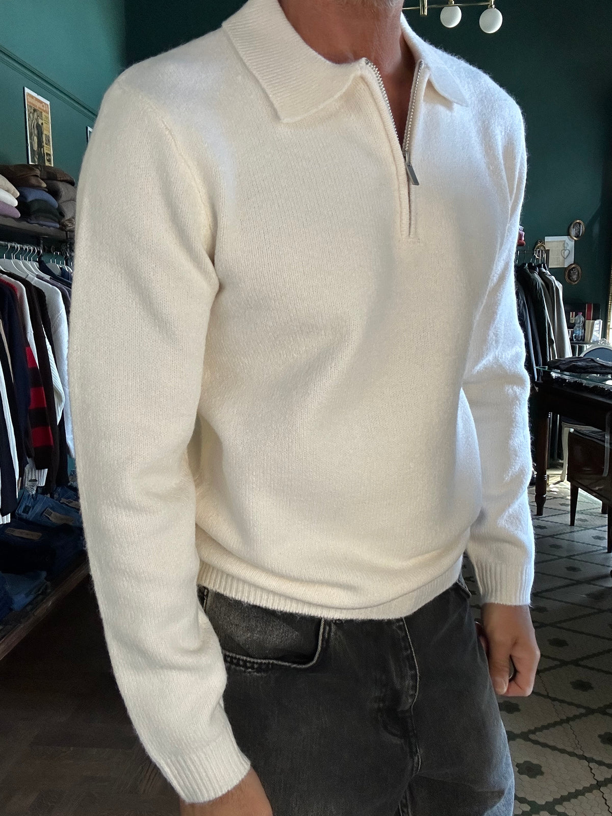 Maglione polo con zip