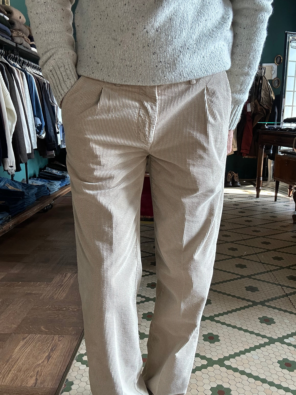 Pantalone Nicola velluto con pence regular fit