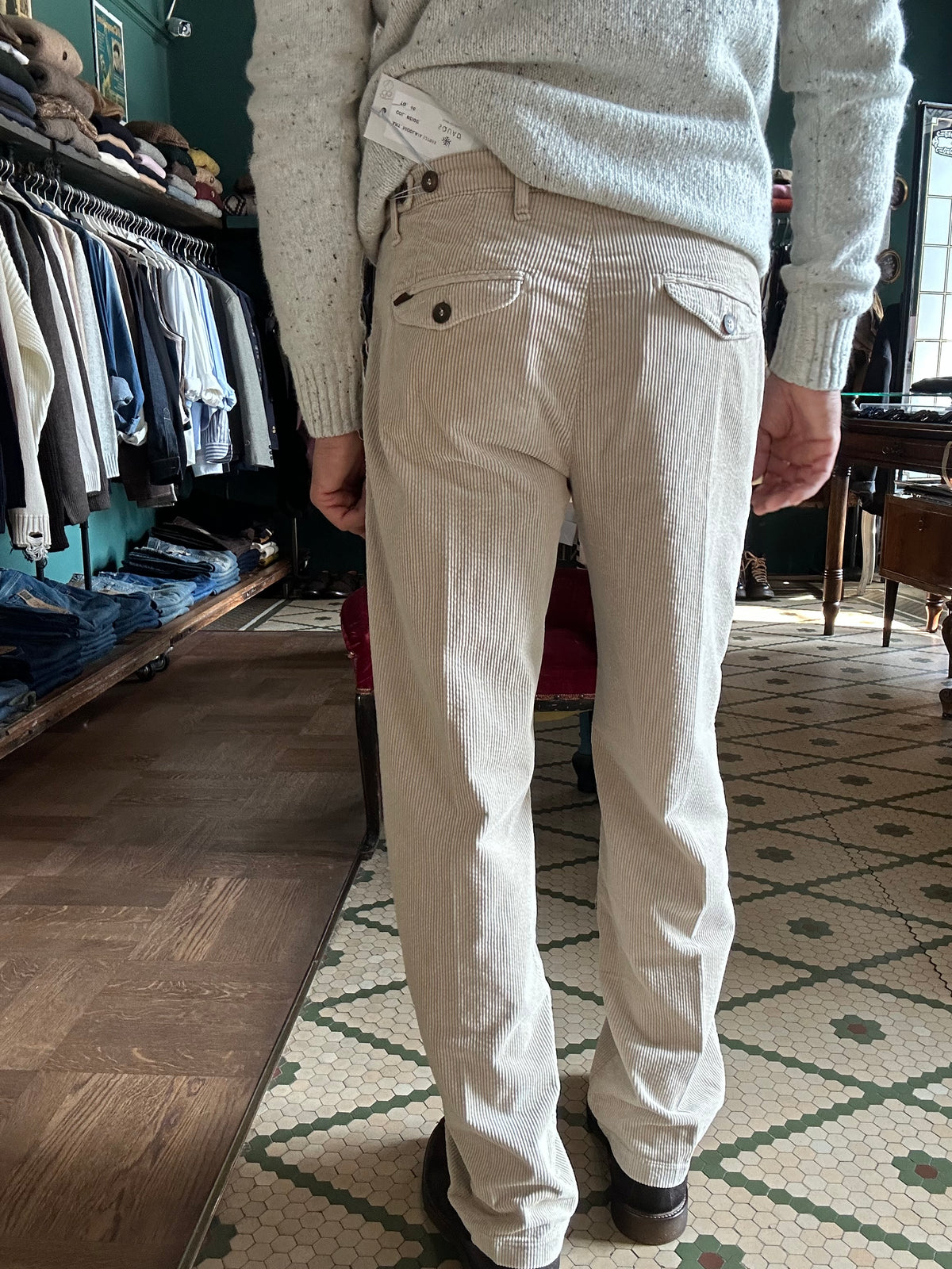 Pantalone Nicola velluto con pence regular fit