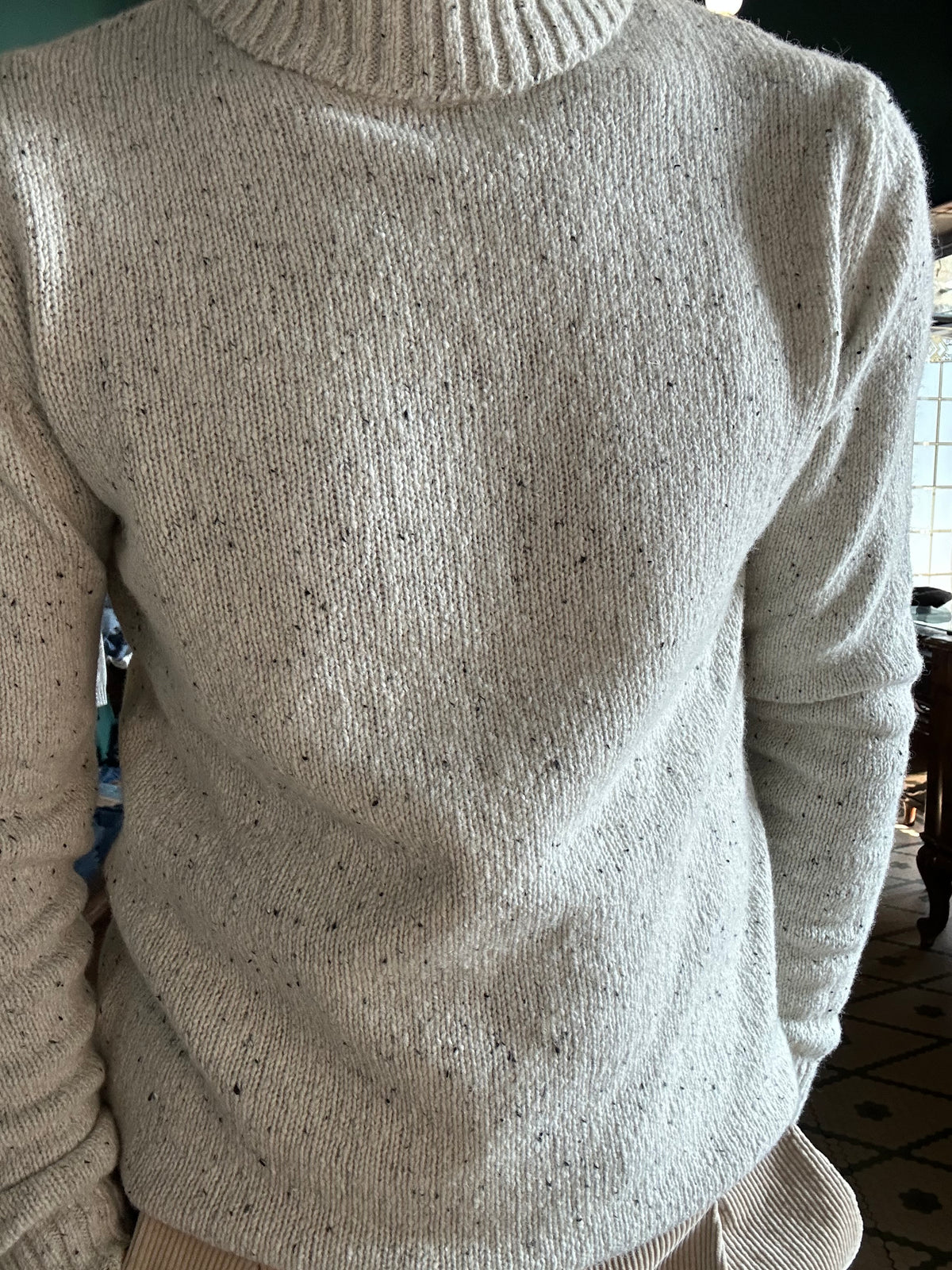 Maglione bottonato dolcevita misto lana