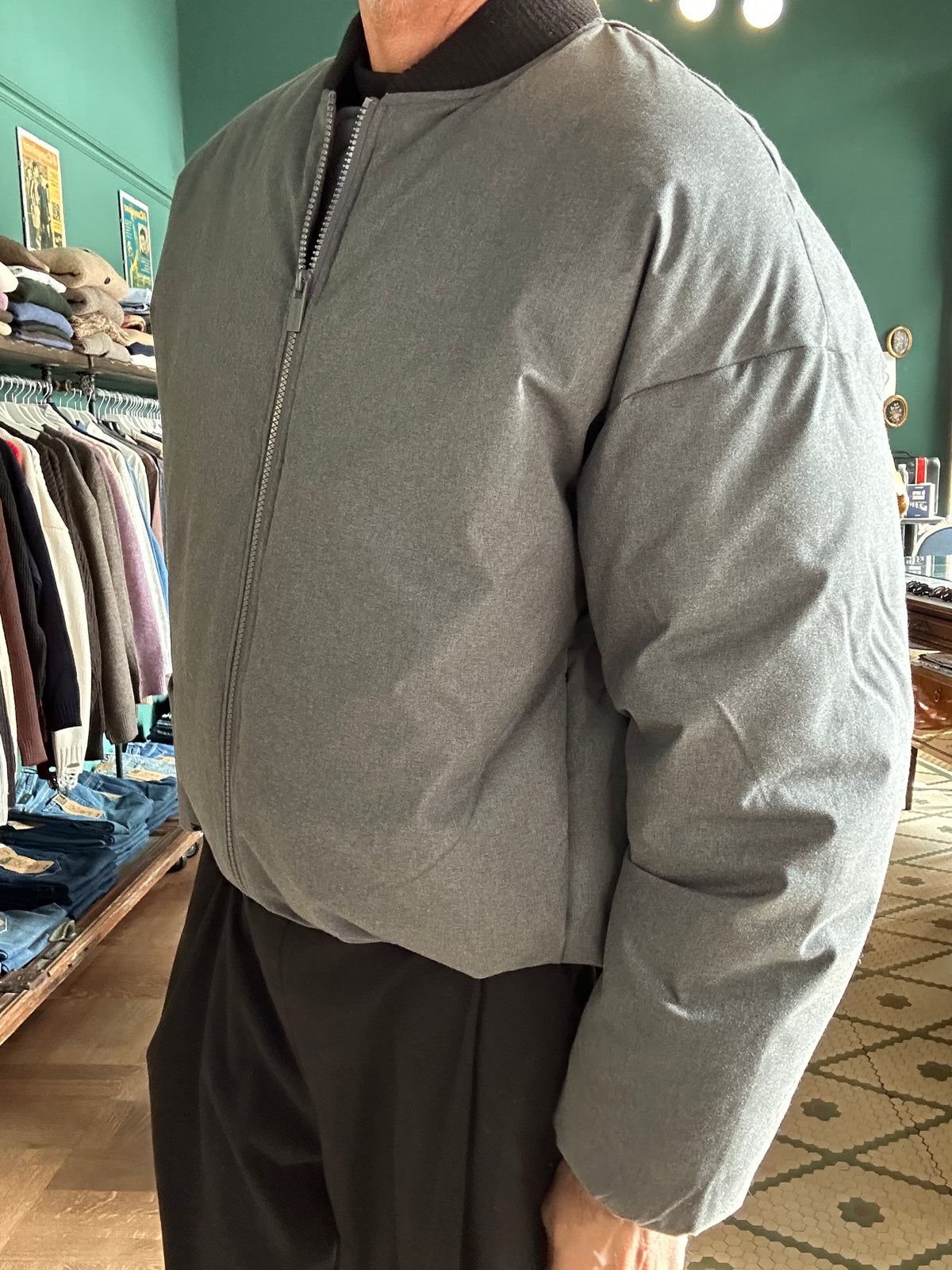 Giacca Bomber con collo in tessuto