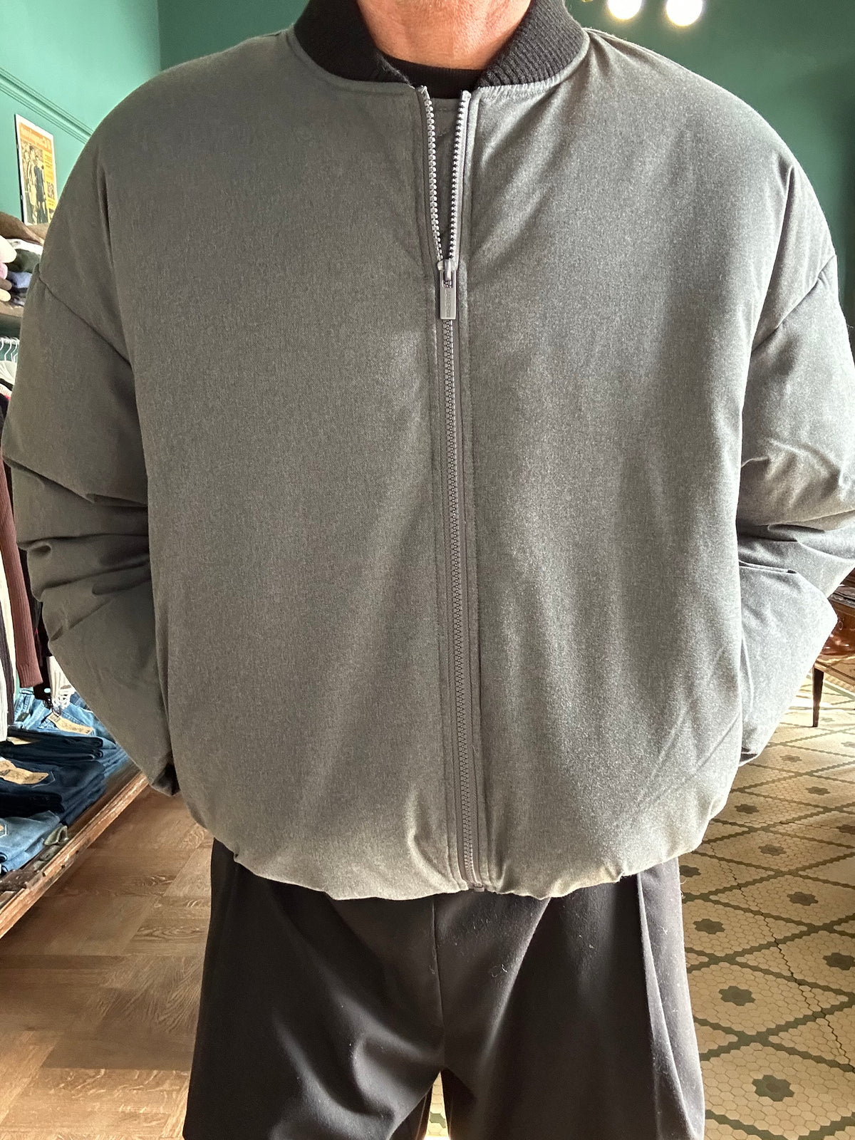 Giacca Bomber con collo in tessuto