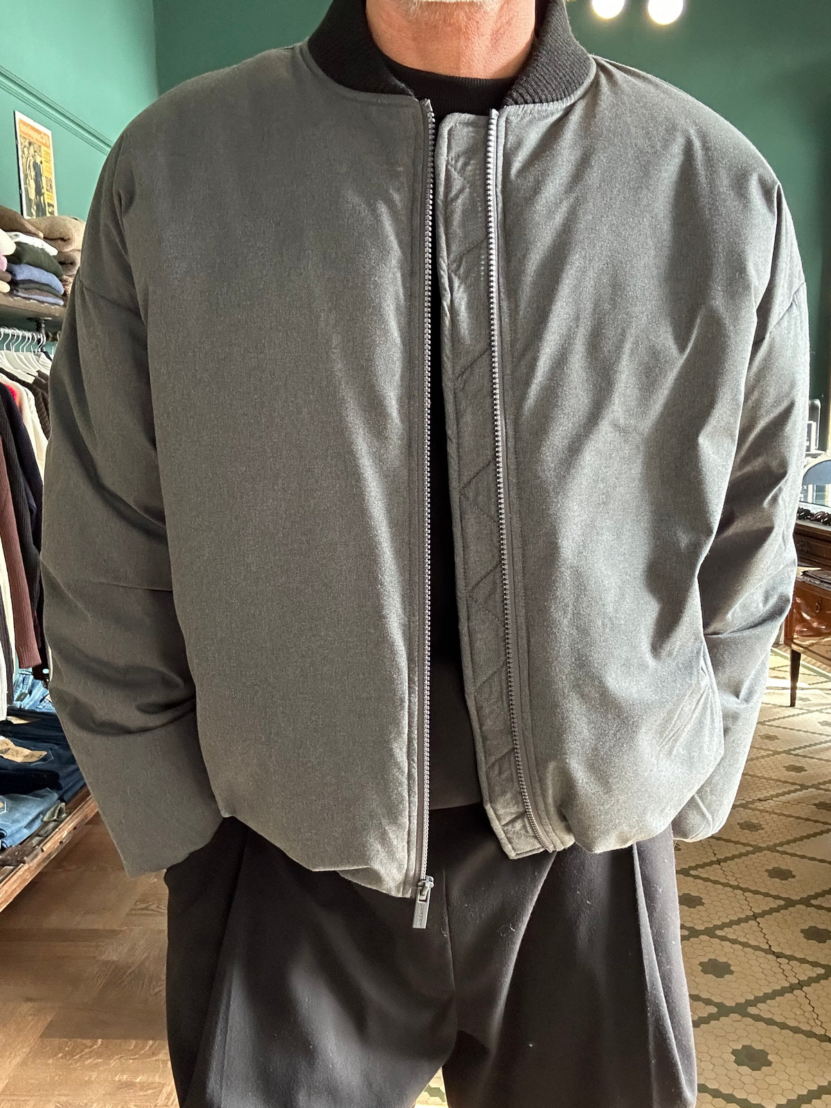 Giacca Bomber con collo in tessuto
