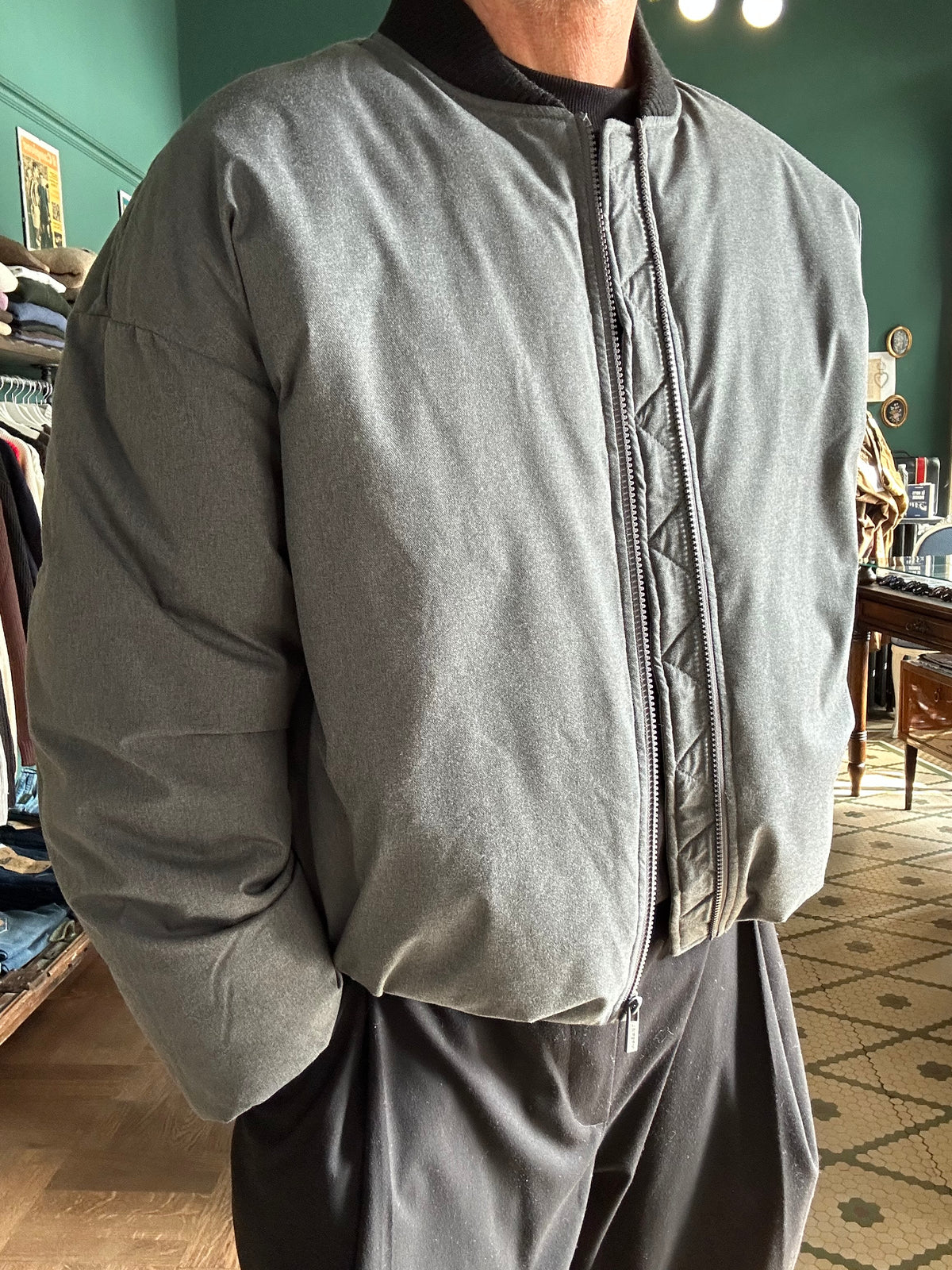 Giacca Bomber con collo in tessuto