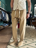 Pantalaccio koon in misto lino beige Made in Italy