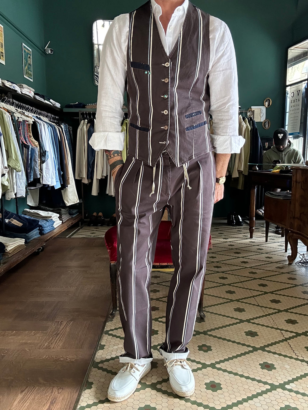 Pantalaccio garry’s earth a righe cotone Made in Italy