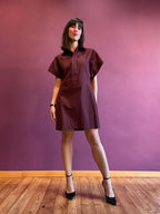 Mira Bordeaux Shirt Dress 100% cotton