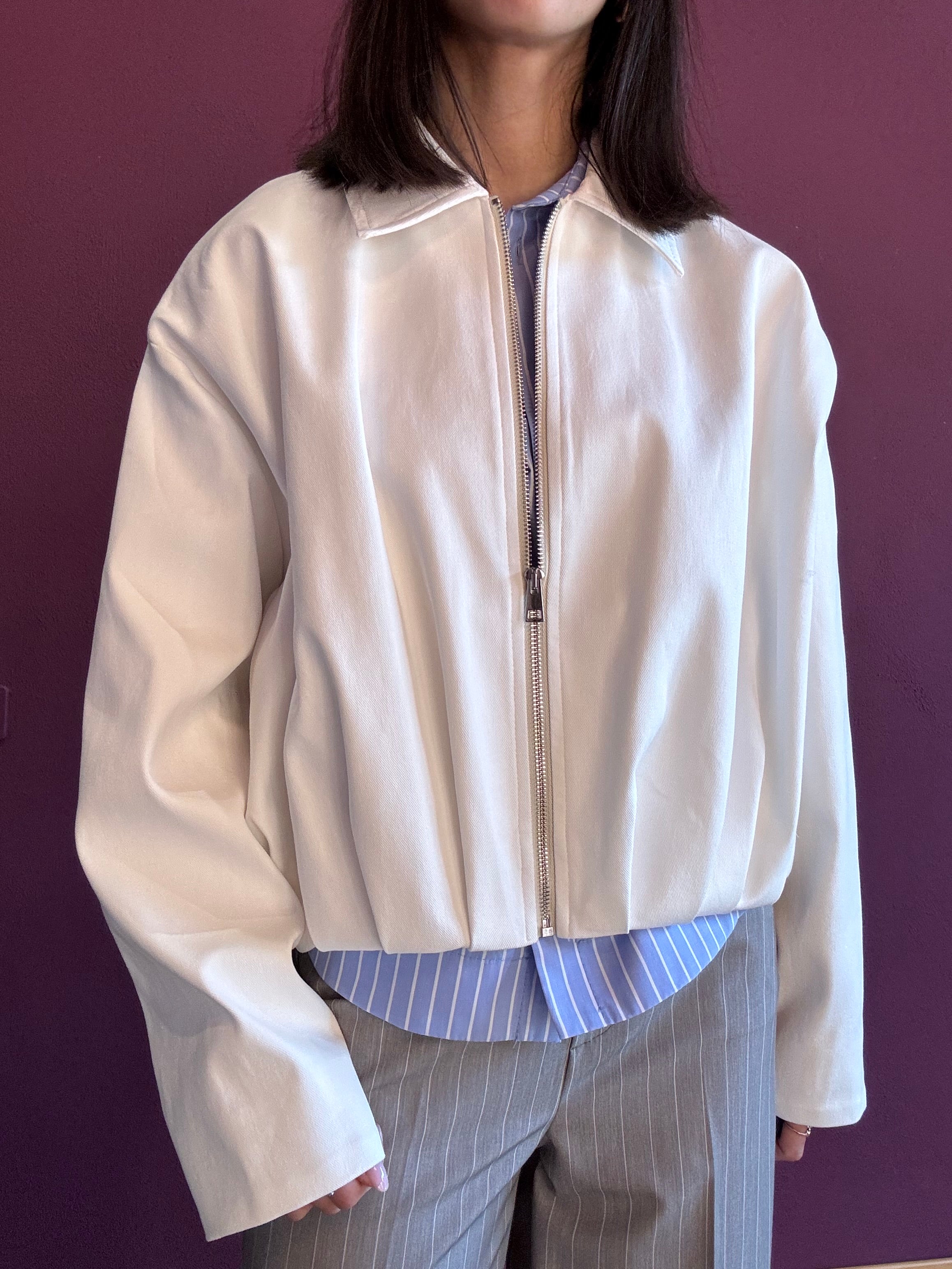 Bomber in denim bianco