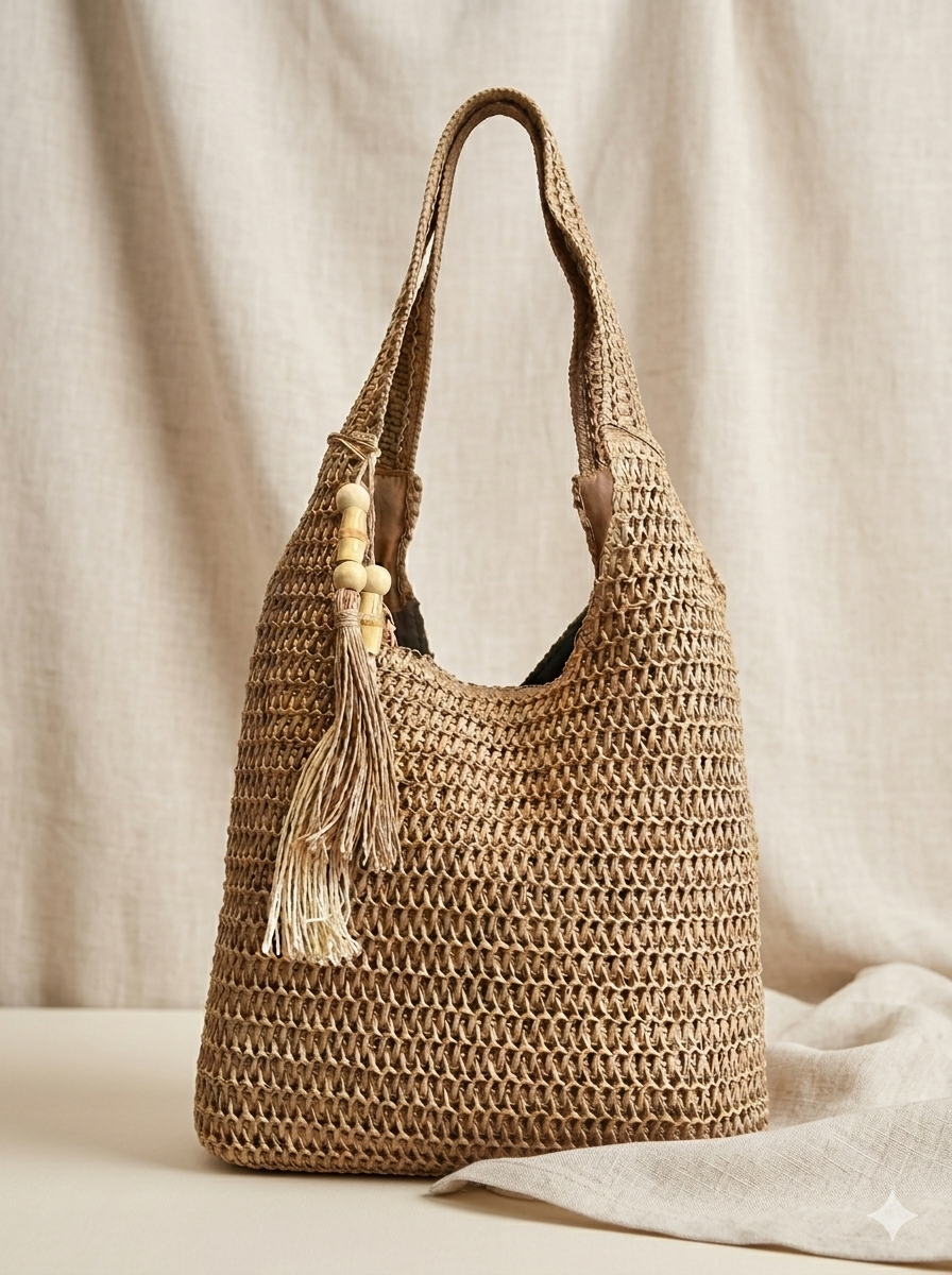 Borsa Tote in paglia intrecciata