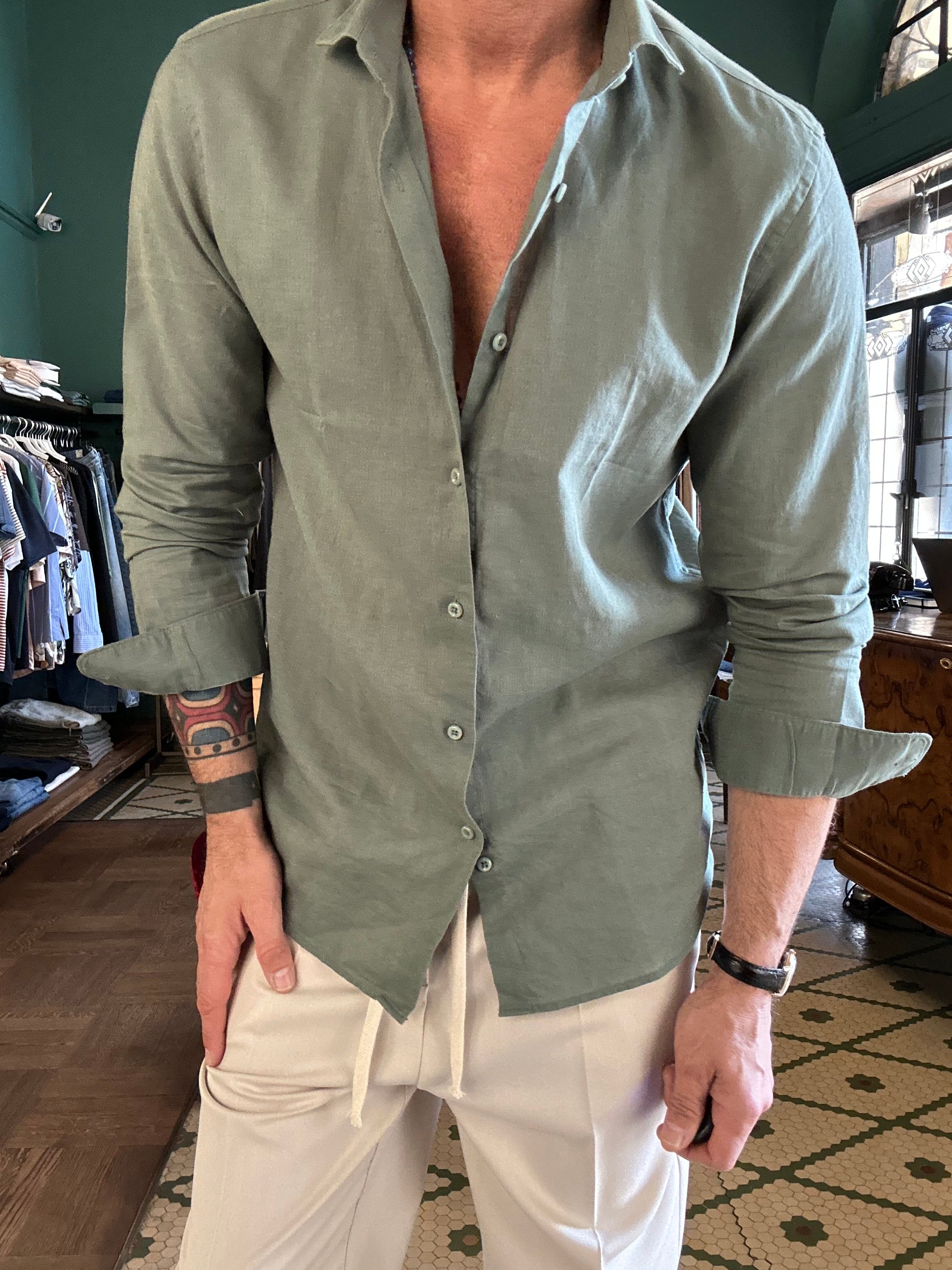 Camicia 100% lino collo Capri