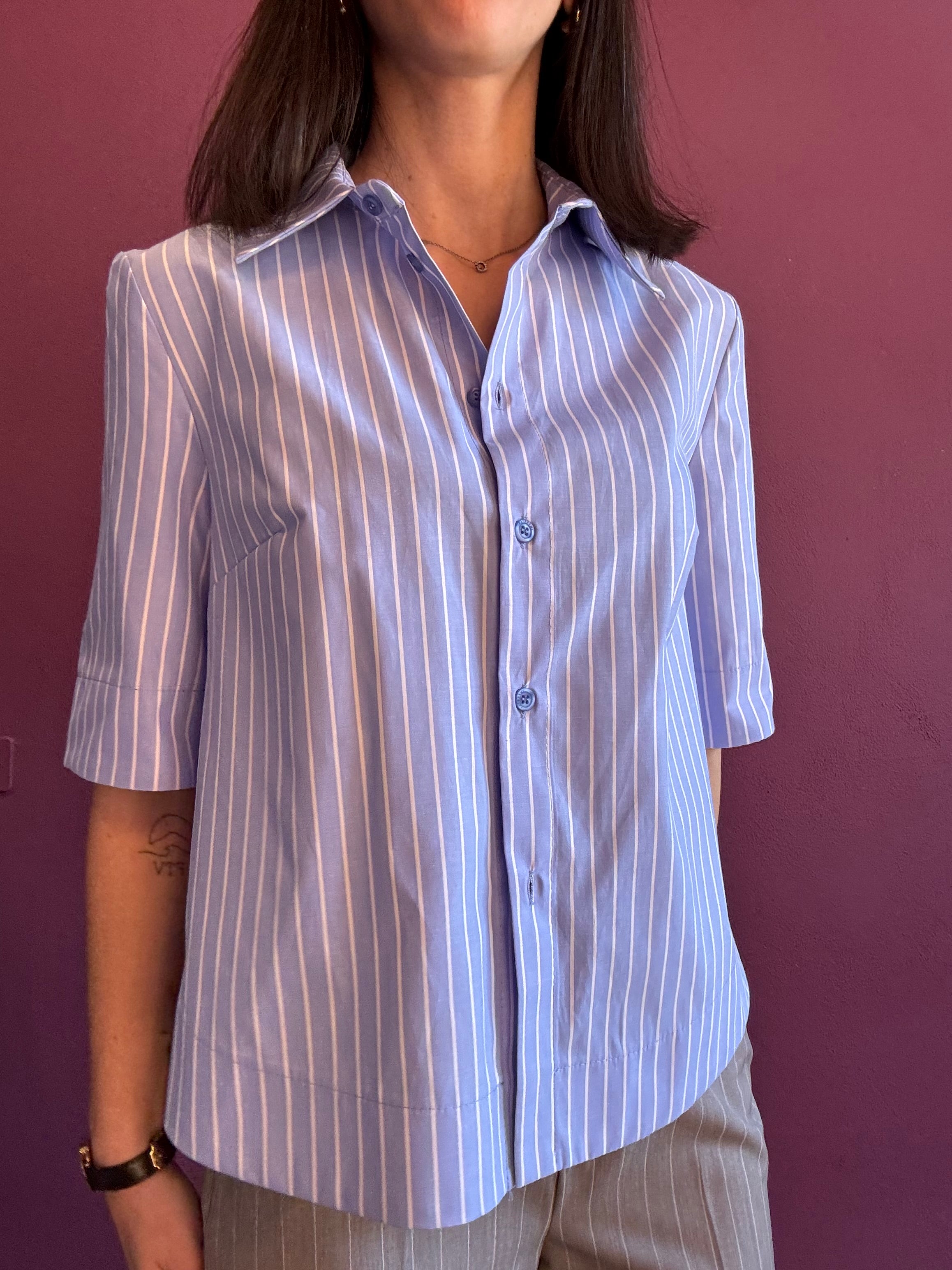 Camicia over manica corta a bacchetta