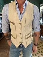 Garry's earth linen cotton striped vest