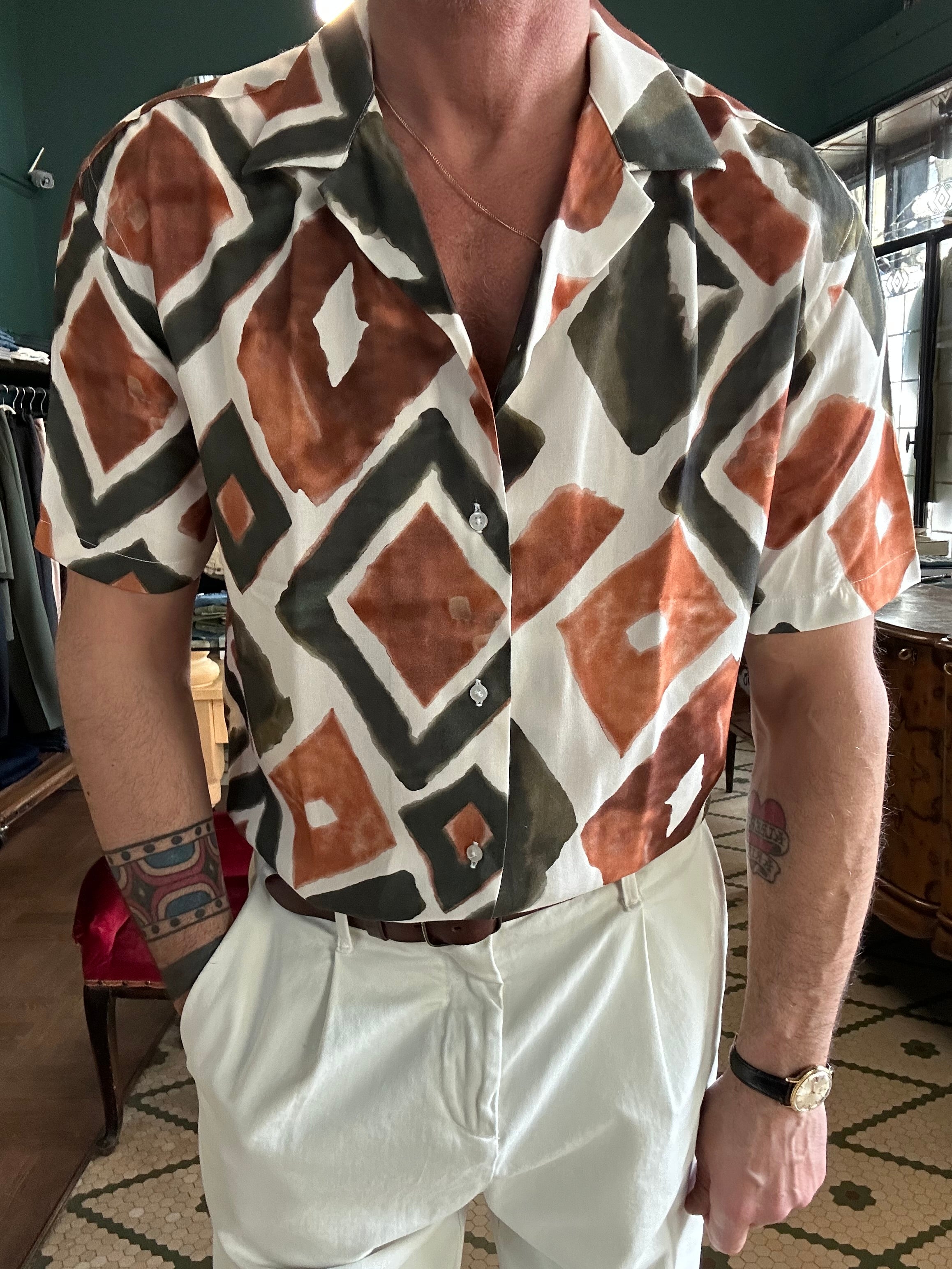 Camicia viscosa collo Hawaii honolulu