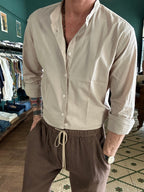 Camicia coreana in mussola di cotone