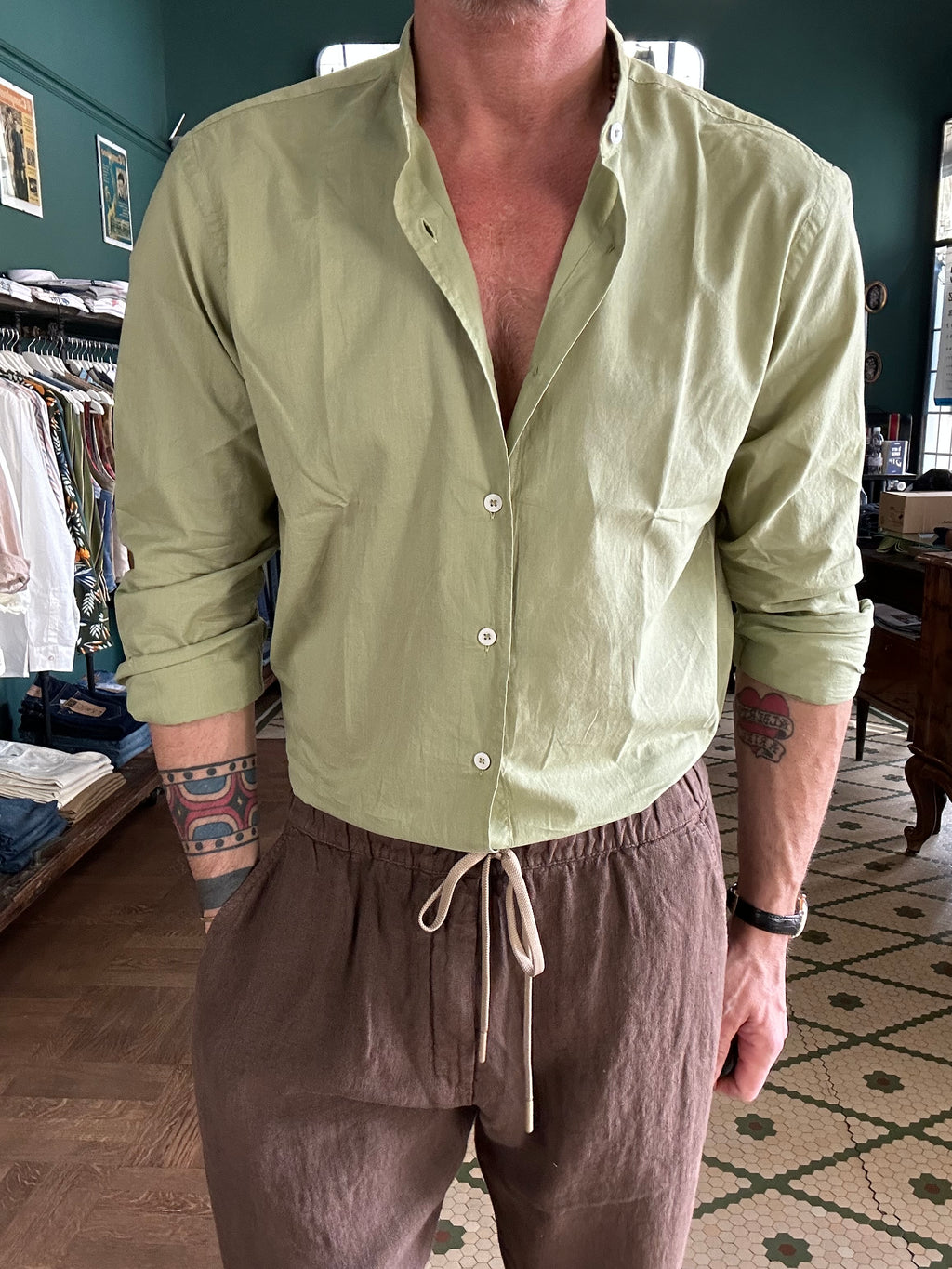 Camicia coreana in mussola di cotone