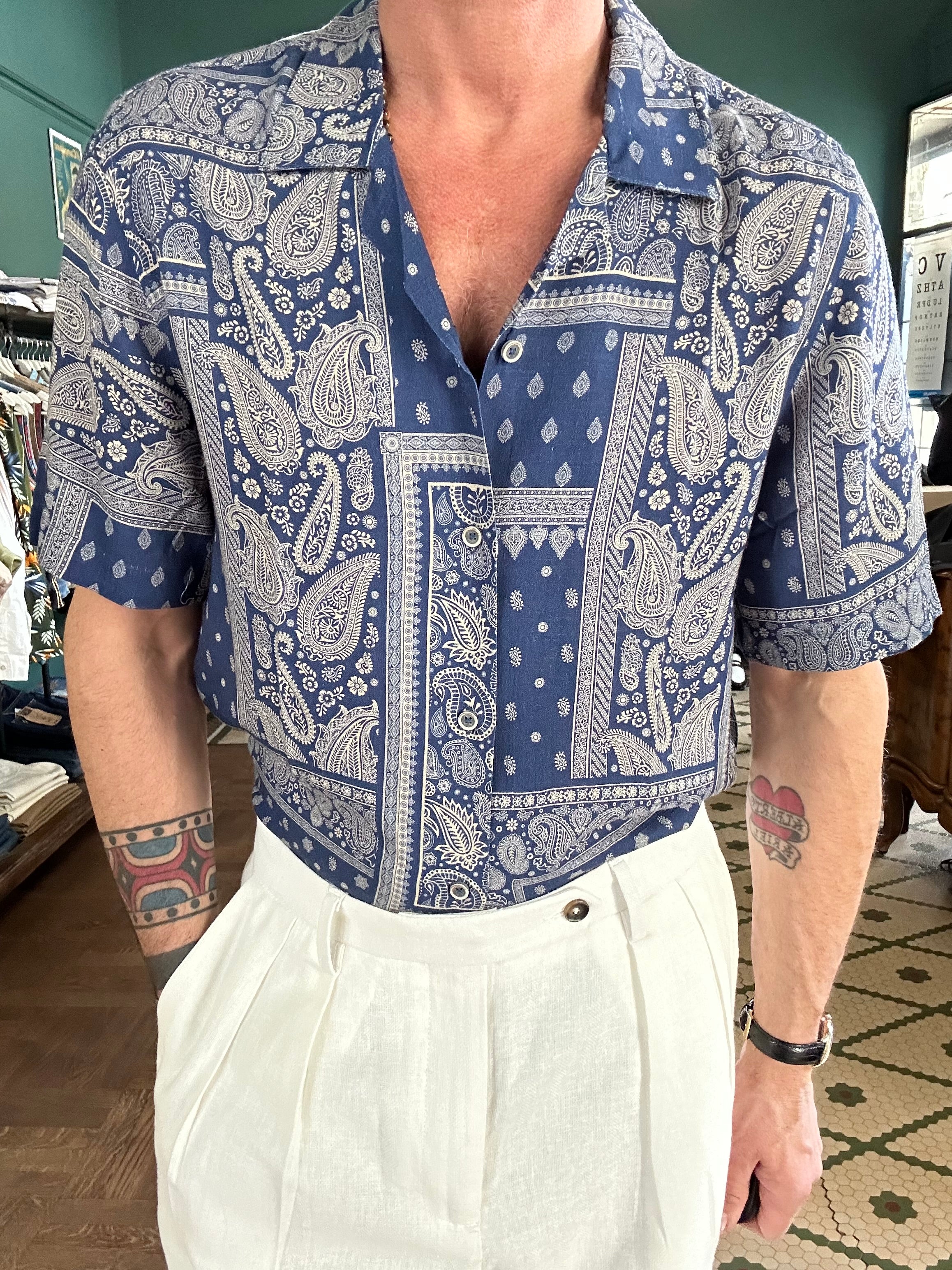 Camicia collo Hawaii fantasia bandana