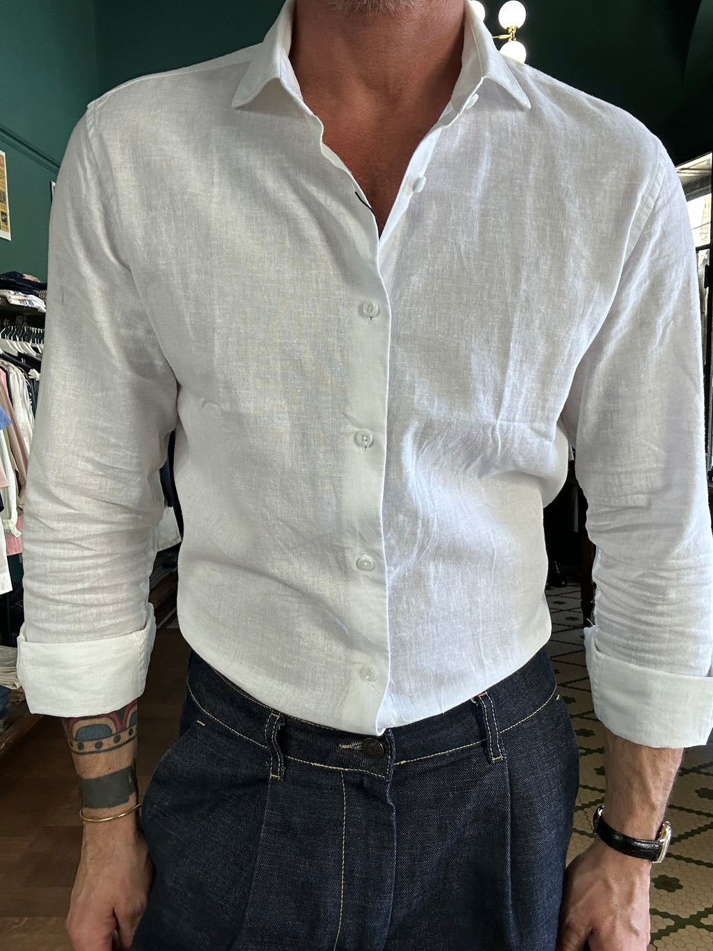 Camicia 100% lino collo Capri