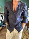 Camicia 100% lino collo coreano