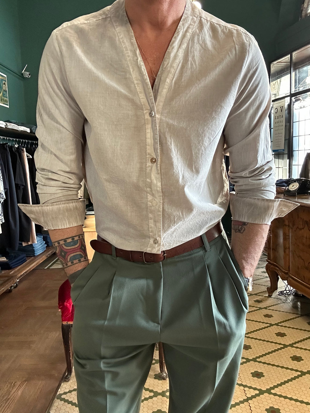 Camicia koon sciallata in mussola di cotone