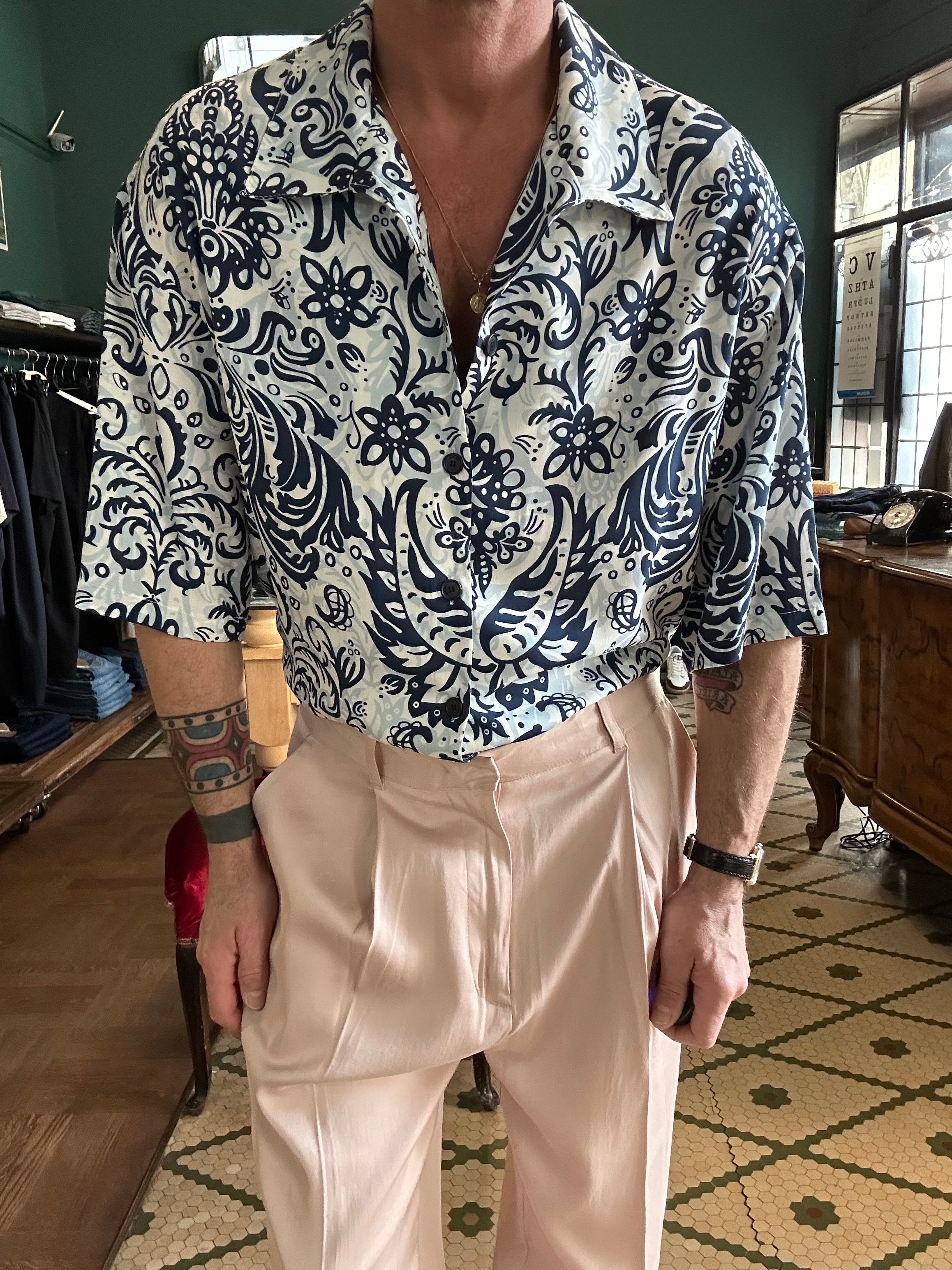 Camicia oversize con manica a 3/4