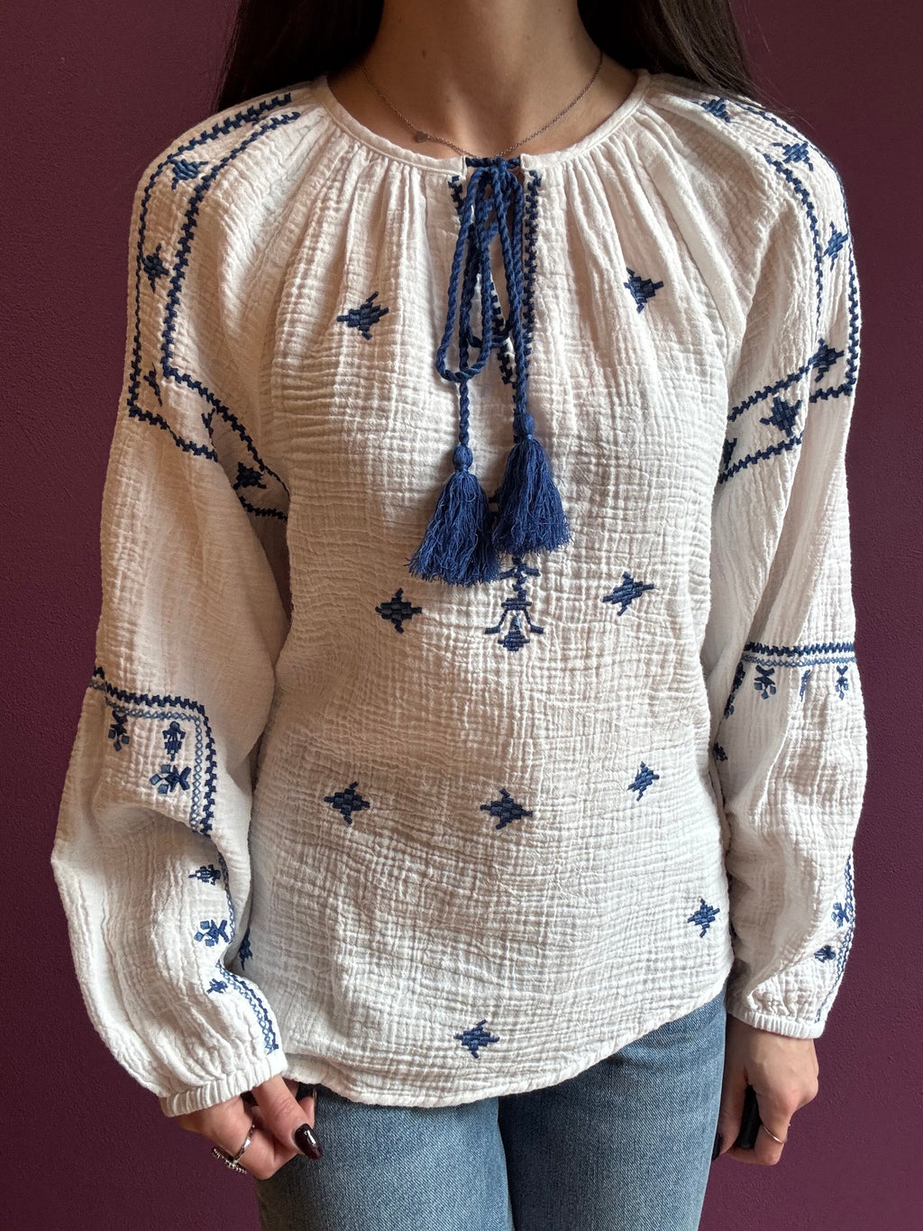 Blusa ricamata cotone