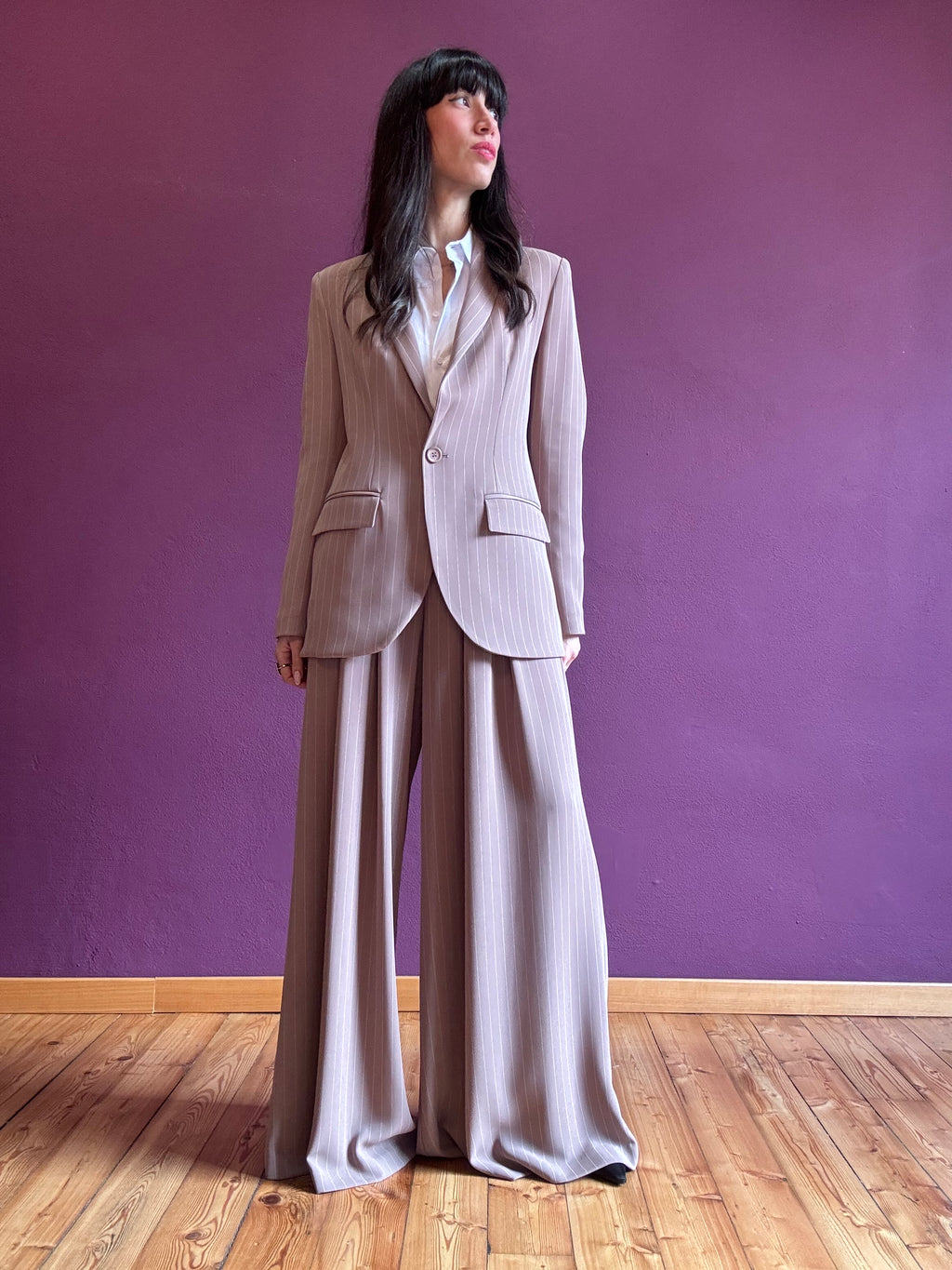 Pinstripe single-breasted jacket