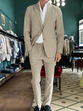 Blue non-iron technical fabric suit