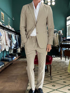 Blue non-iron technical fabric suit