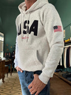 Felpa girocollo “USA” grigia