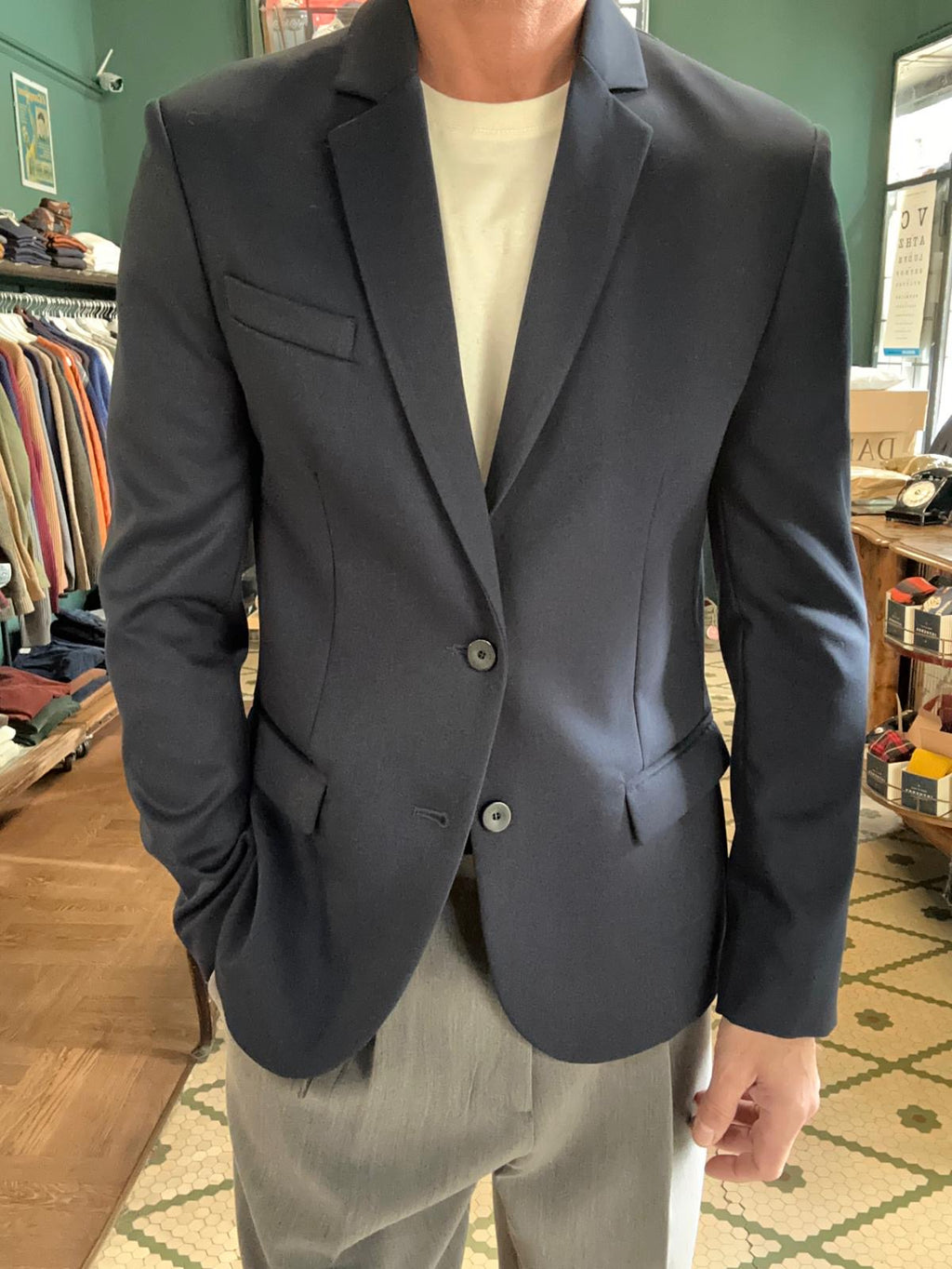Blue single-breasted jacket