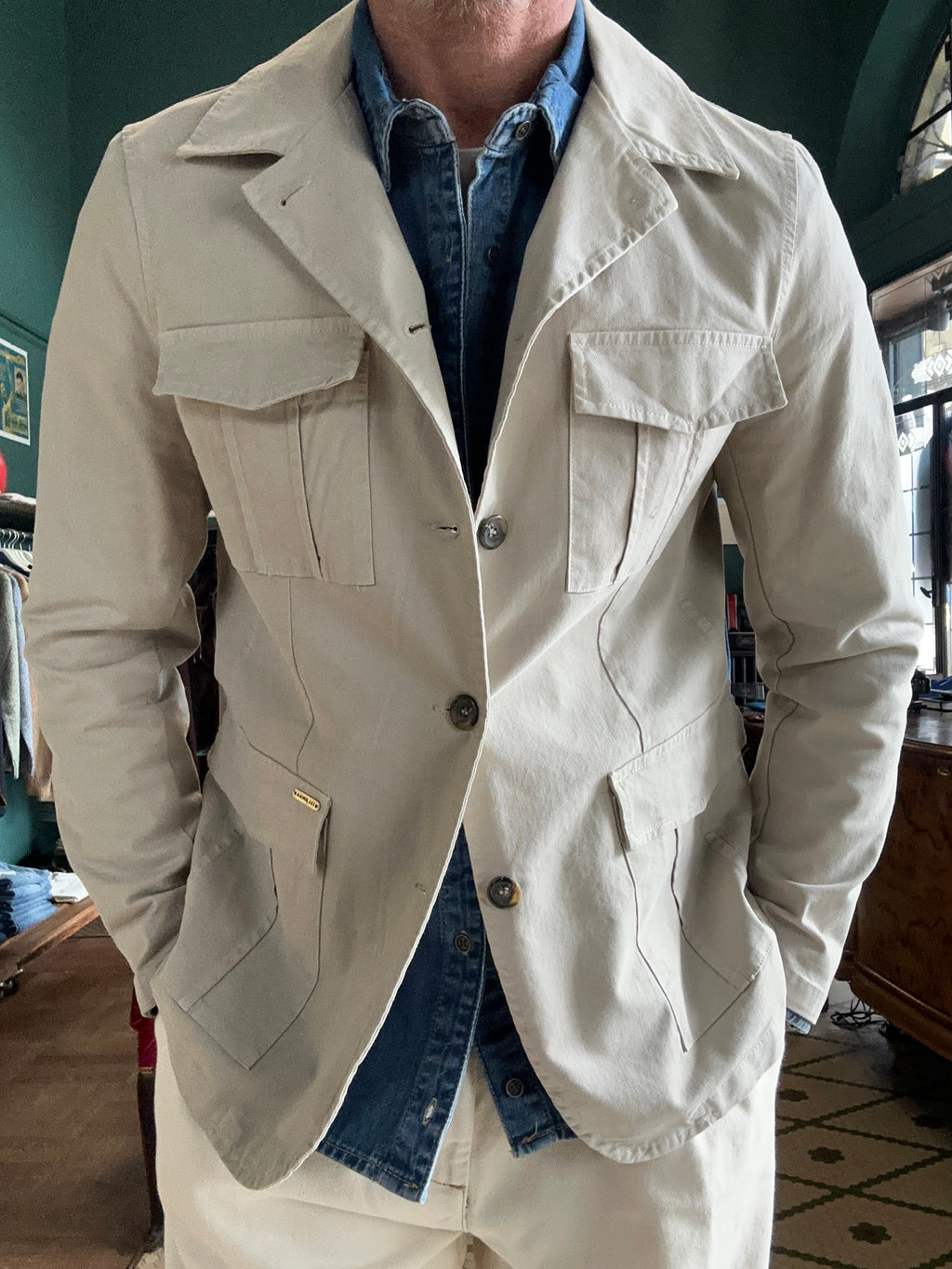 Field jacket in cotone piquet